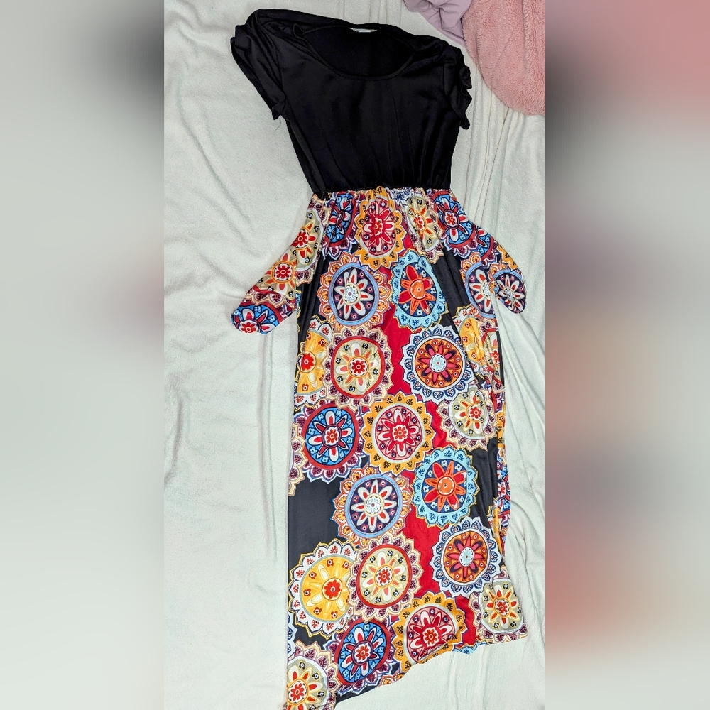 ☮️Large Mandala dress with pockets